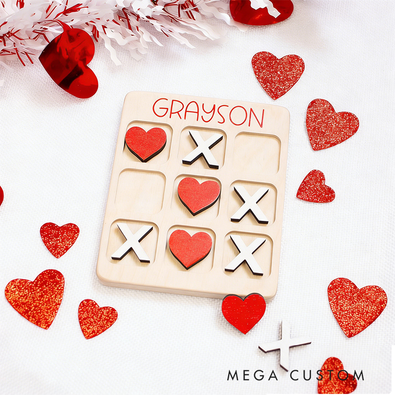 Personalized Tic Tac Toe Valentine Valentines Day Gift for Kids Valentines for Class Wooden Kids Game Fun and Educational Keepsake