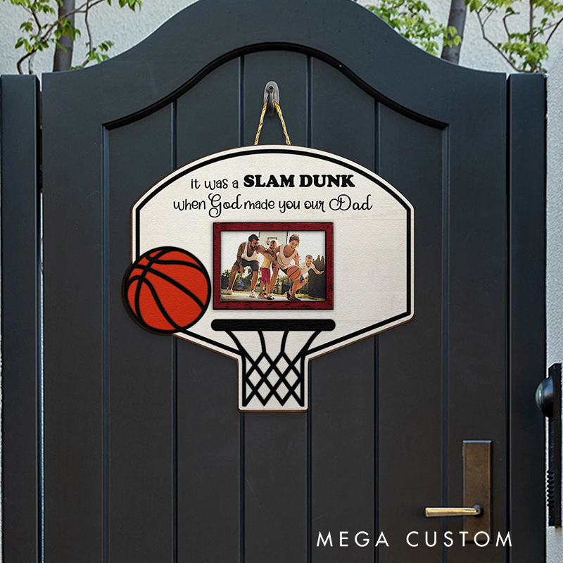 Personalized Basketball Hoop Photo Frame Wall Hanging  for Dad