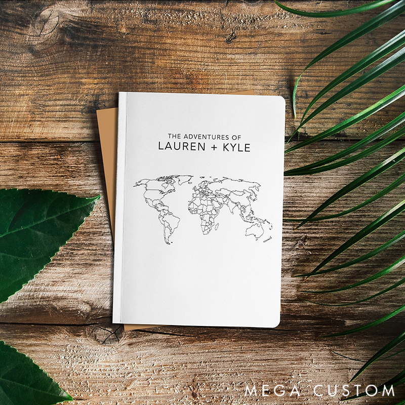 Personalized Couple's A5 Travel Journal Notebook for Couple Valentines Gift