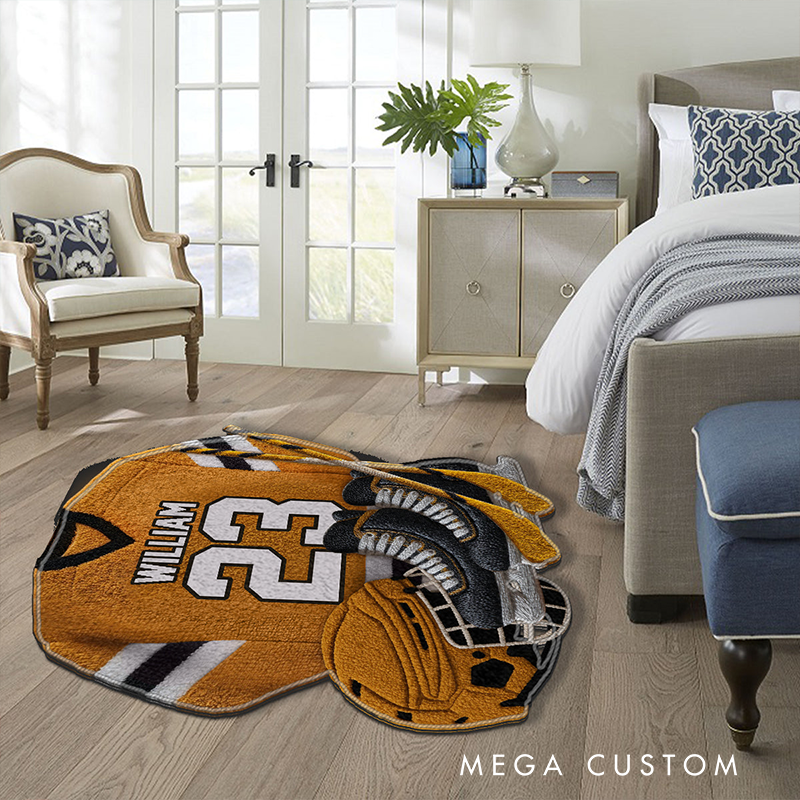 Personalized Ice Hockey Jersey Rug with Custom Name and Number Design
