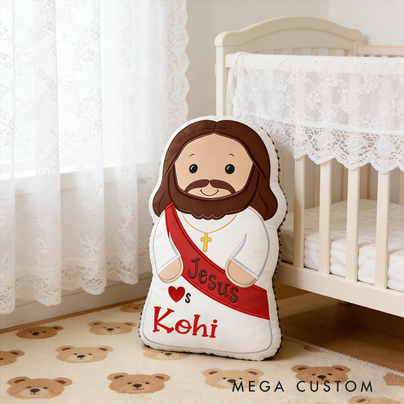 Personalized Jesus Loves Me Pillow with Custom Name Religious Gift Prayer Corner Faith Gift Graphic 3D Print Christian Jesus Pillow for Kids or Adults
