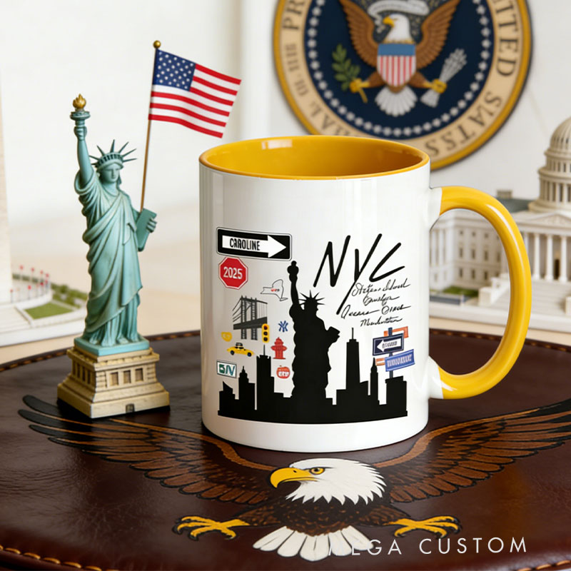 Personalized Name Year NYC Coffee Mug New York Custom Mug for Traveling Lovers