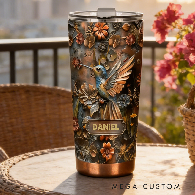 Personalized Flower Tumbler Butterfly Tumbler with Custom Name 20oz Stainless Steel Gardening Tumbler for Her