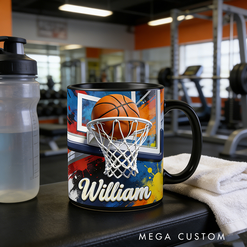 Personalized Basketball Slam Dunk Coffee Mug for Basketball Enthusiasts