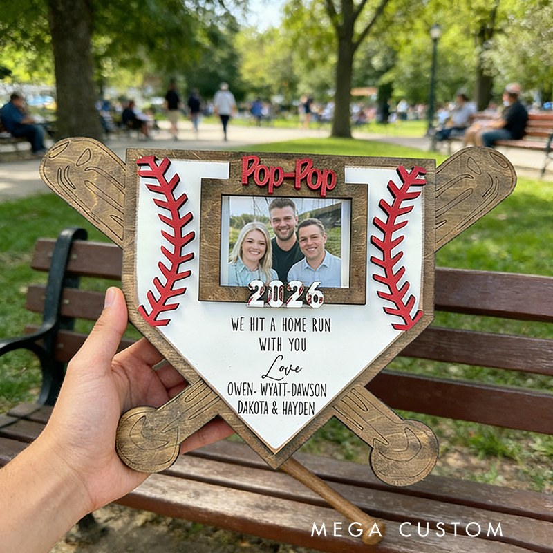 Personalized Baseball Home Plate Photo Frame with Custom Message for Family Memories