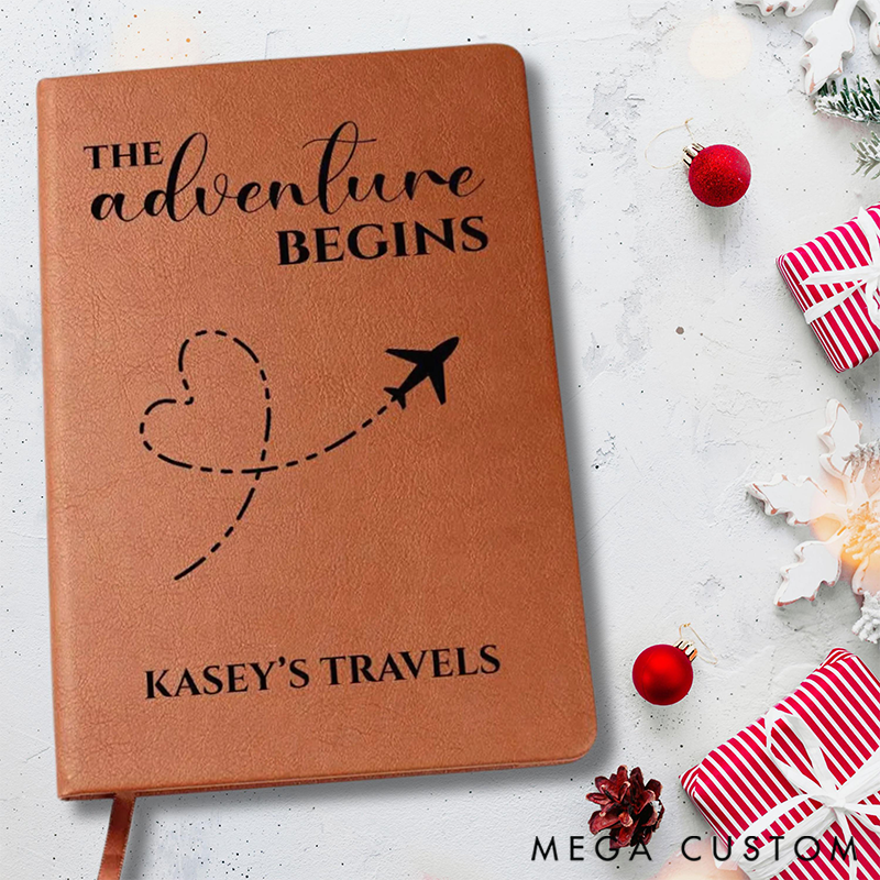  Personalized The Adventure Begins Travel Journal Custom Book World Travel Journal Travel Lover Gift for Couple Valentines Gift