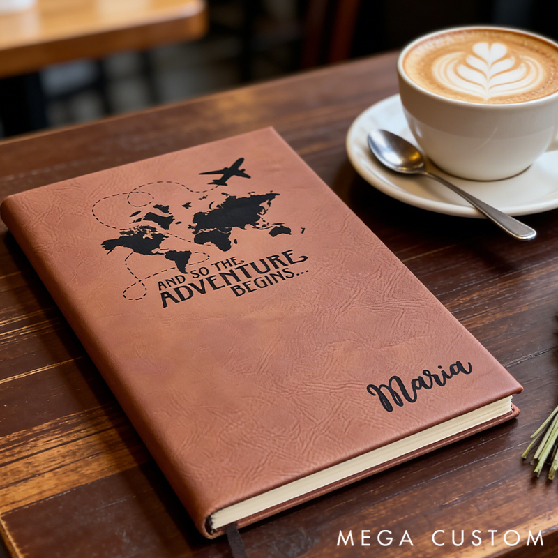 Personalized and so the Adventure Begins Custom Book World Travel Journal Travel Lover Gift for Couple Valentines Gift