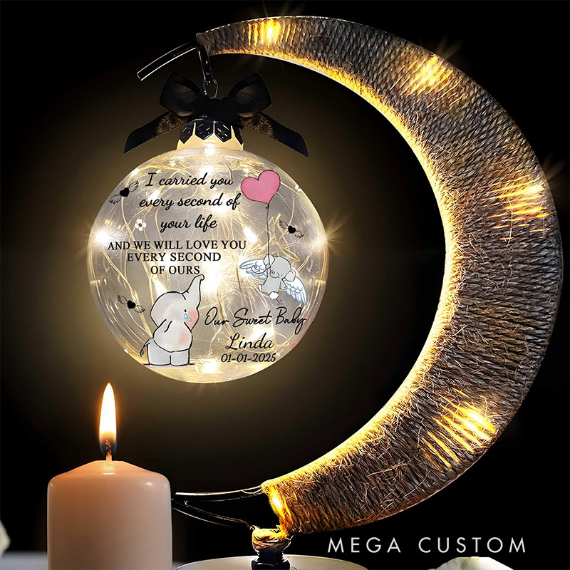Personalized Baby Memorial Moon LED Lamp Loss Of Infant Child Moon Lamp Angel Baby Memorial Keepsake Miscarriage Gift, Sympathy Gift
