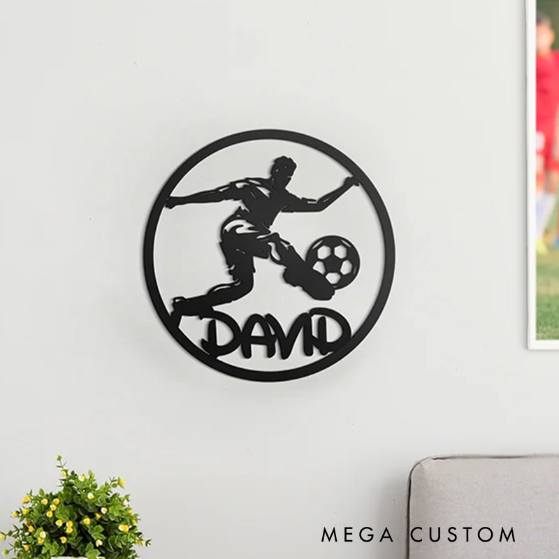 Personalized Soccer Wall Art Featuring Custom Name Design