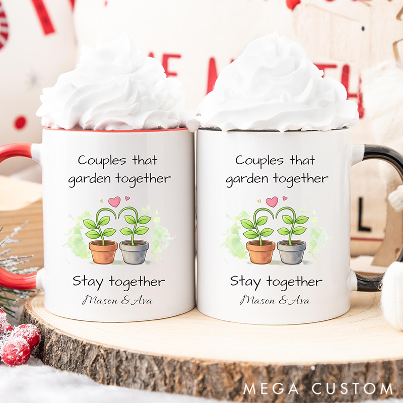 Personalized Couples Who Love Gardening Mug Gift for Garden Lovers Valentines Gift