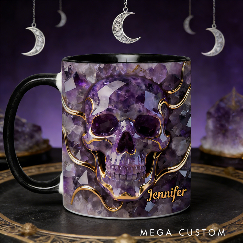Personalized 2D Flat Magical Crystal Skull Mug Coffee Mug Magic Lover Mug Witchcore Gift Coffee Mug