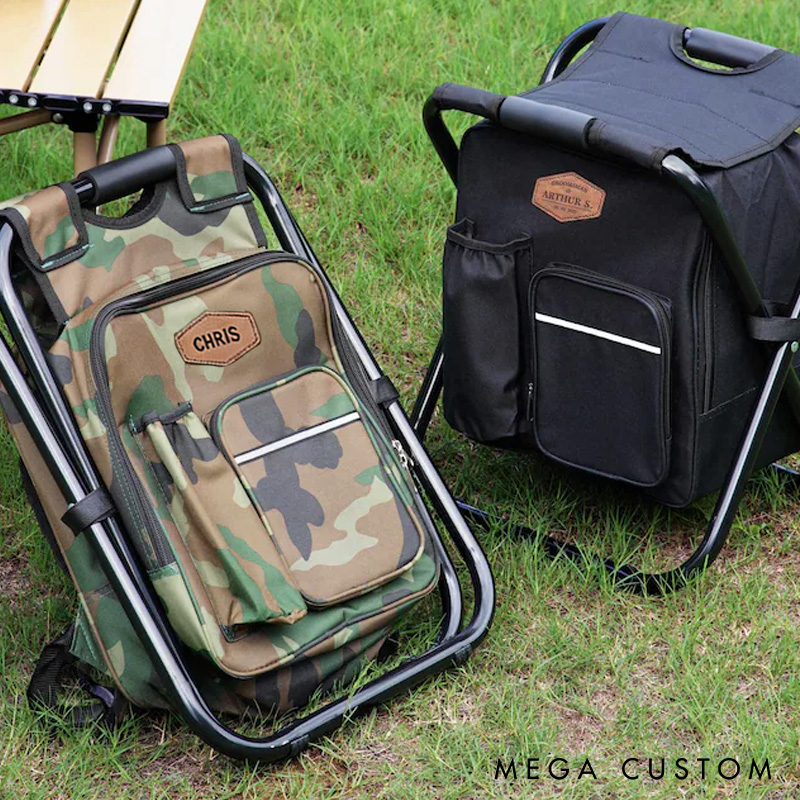 Personalized Cooler Chair Embroidery Backpack Custom Outdoor Lovers Gifts Fishing Gifts for Men Portable Seat Mens Outdoor Gift