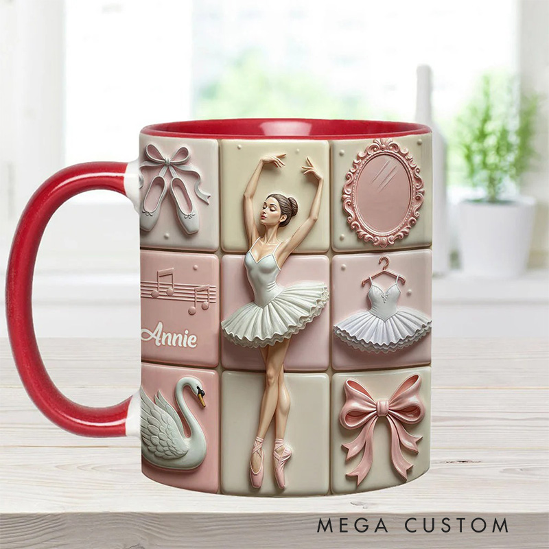 Personalized 2D Flat Ballerina Girl Ballet Mug Dancer Mug Ballet Dance Lover Mug Dancing Gift Coffee Mug