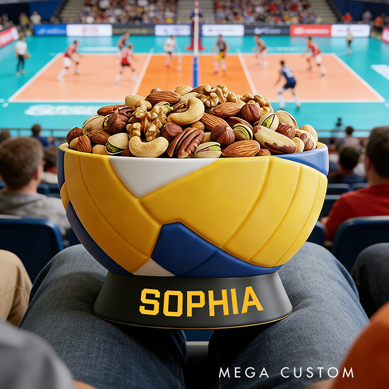 Personalized 3D Printed Volleyball Snack Bowl with Custom Name Design for Volleyball Fans