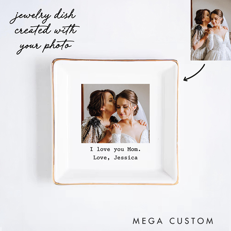 Personalized Photo Trinket Tray Photo Gifts for Mothers Day Gift Mom Ring Dish Jewelry Storage Gifts for Mom Photo Gift Photo Trinket Dish