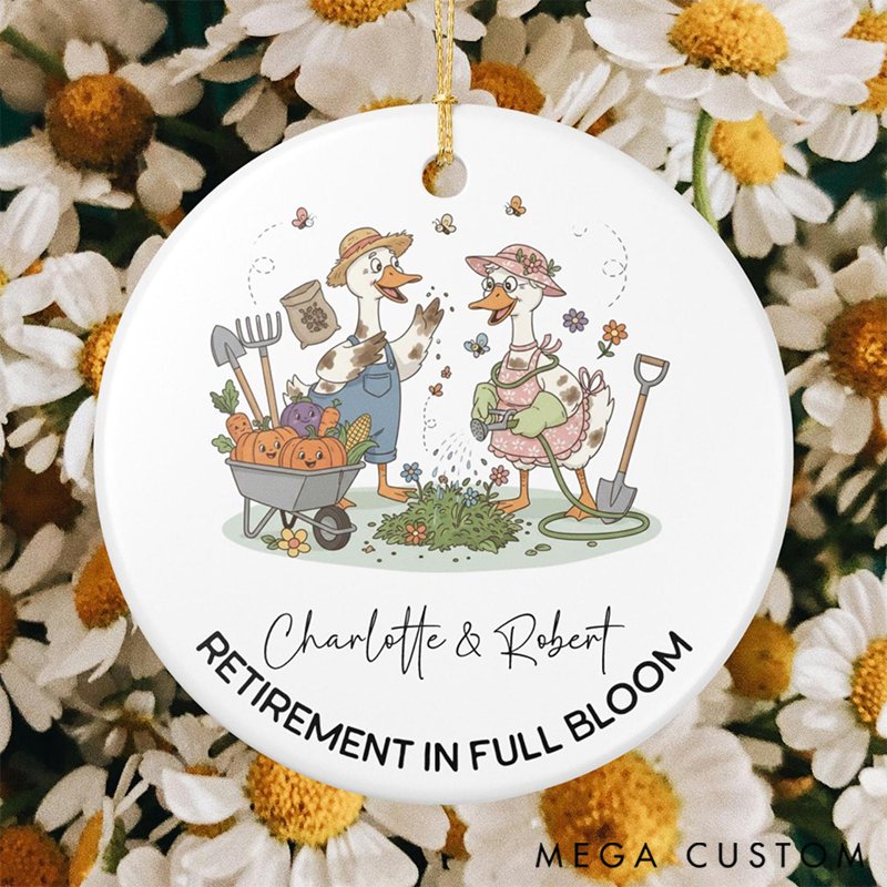 Personalized Retirement Ceramic Ornaments Retirement in Full Bloom Gift for Funny Gardening Lovers Keepsake