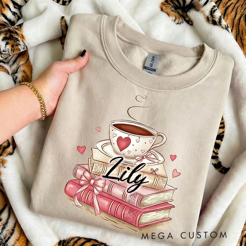 Personalized Book Lover Valentine Sweatshirt Coquette Valentine Bookish Sweatshirt for Reading Lovers