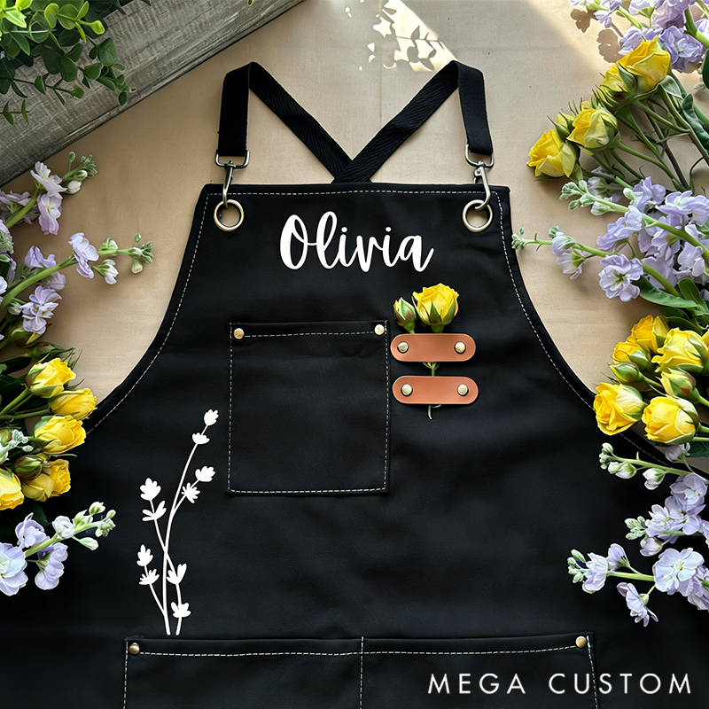Personalized Canvas Gardening Apron with Name Green Planting Apron Gardening Apron with Pockets Outdoor Aprons Custom Gardener Gifts