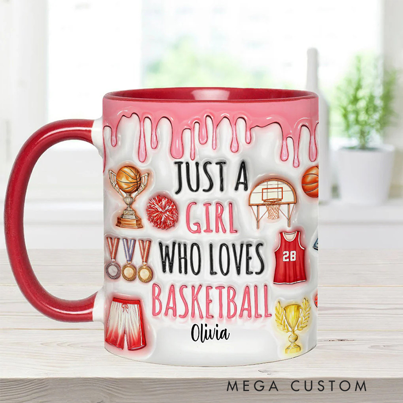 Personalized "Just a Girl Who Loves Basketball" Mug with Custom Text for Female Players and Fans
