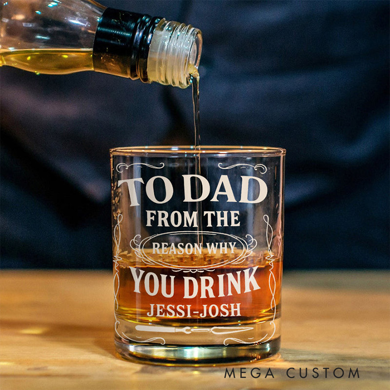 Personalized Father Whiskey Glass Gift For Alcohol Lover Father's Day Gift 