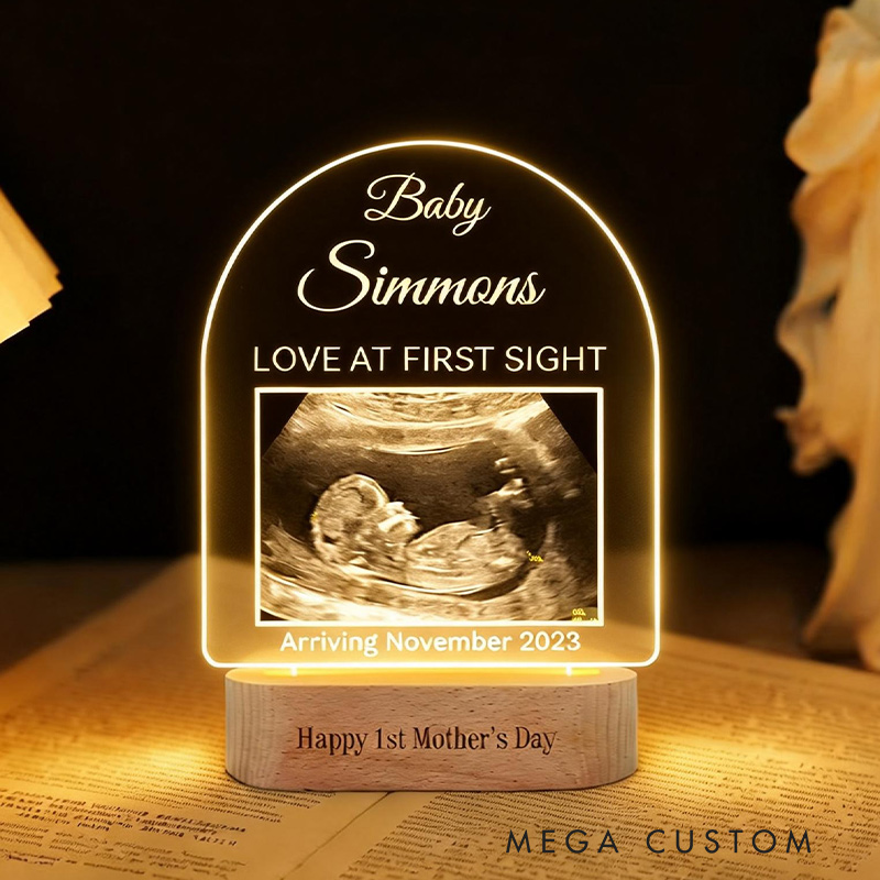 Personalized LED Light with Ultrasound Pregnancy Announcement Gift New Dad Gift Mom To Be Gifts Baby Reveal Keepsake