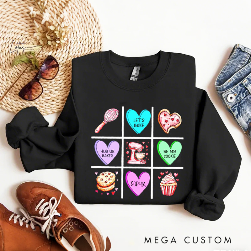 Personalized XOXO Baking Sweatshirt with Name Let's Bake Sweatshirt Be My Cookie Shirt  Valentine's Day Gift for Women Baking Lover Her