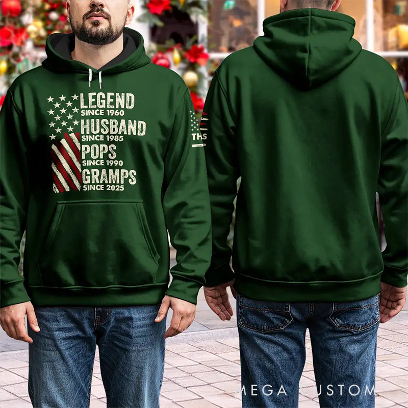 Personalized Pullover Hoodie Legend Husband Dad Papa Custom Tees with Family Names Gift for Grandpa Dad Husband