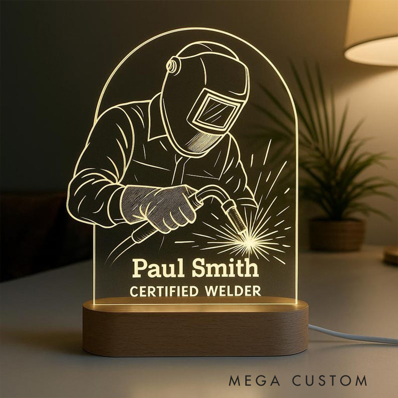 Personalized LED Gifts Custom Name Profession Night Light Acrylic Lamp for Police Firefighter Chef Teacher Nurse Office Decor