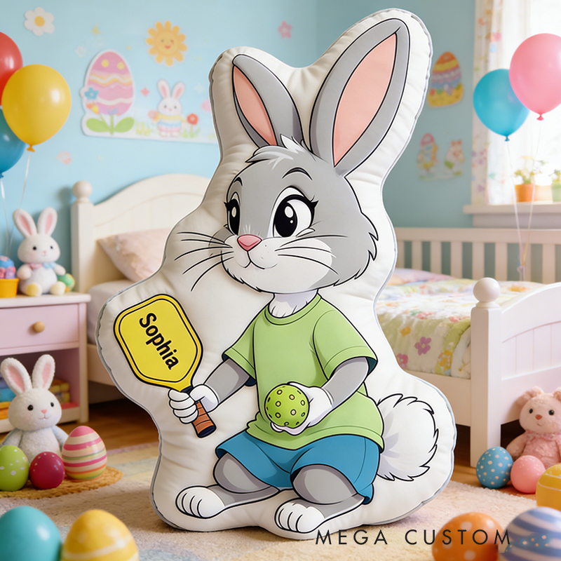 Personalized Easter Pickleball Bunny Pillow with Custom Name for Kids Easter Gifts 