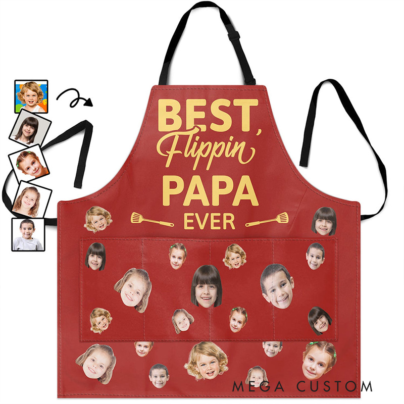 Personalized Photo Best Flippin' Papa Ever Apron Birthday Gift Funny Gift for Men Dad Grandpa Husband Boyfriend 