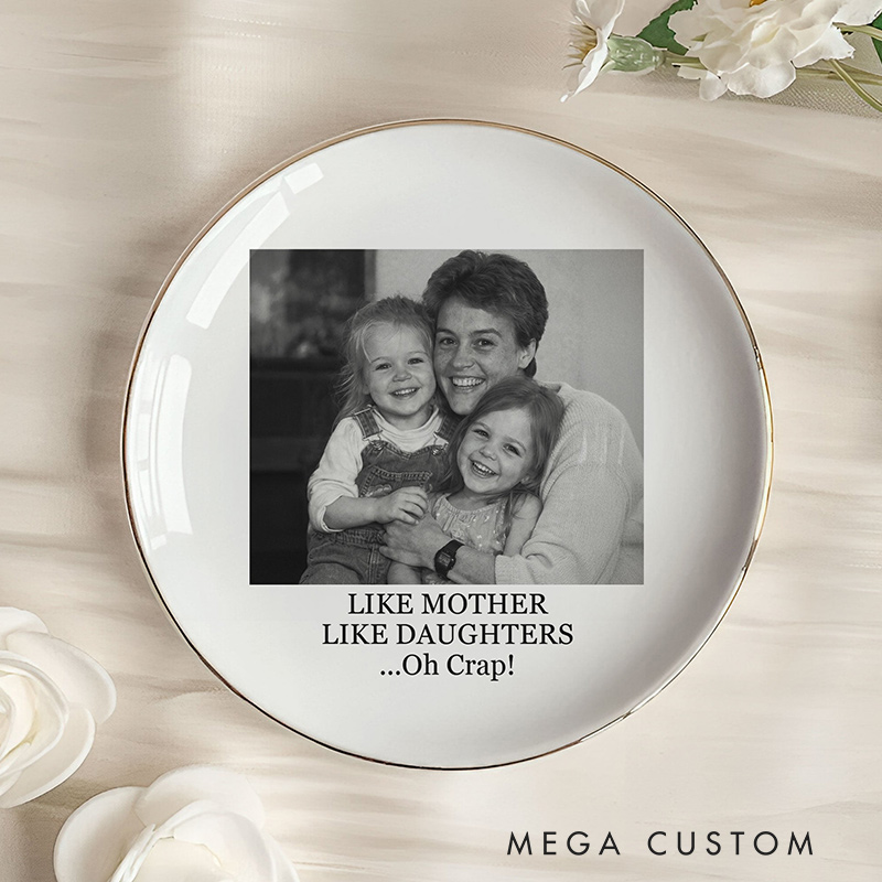 Personalized Photo Jewelry Dish Custom Vintage Photo & Message Ring Dish Mother's Day Gifts for Mom