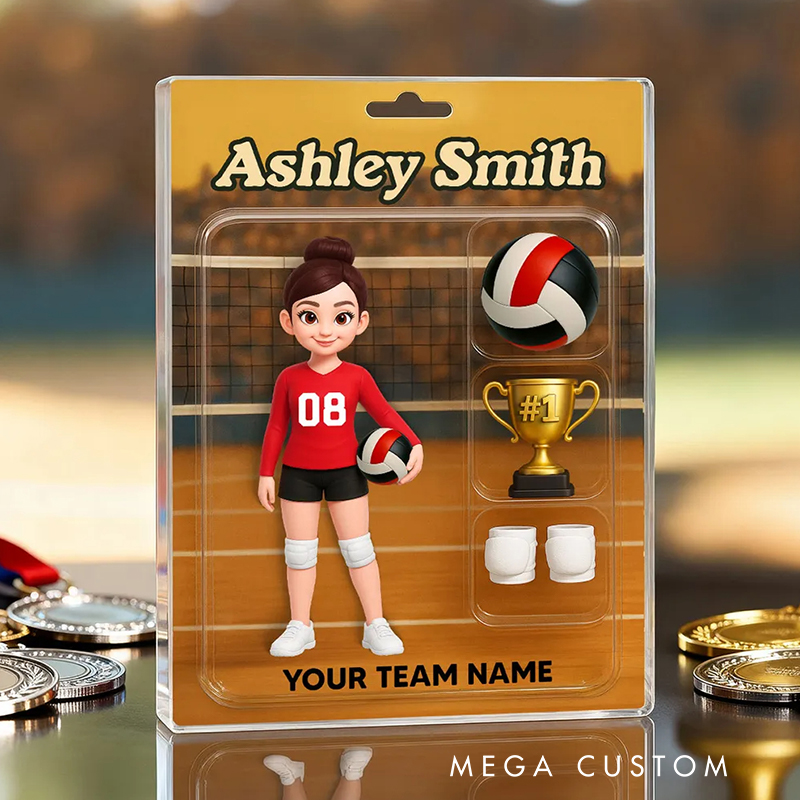 Personalized 3D Effect Volleyball Player Acrylic Block Plaque with Custom Name and Team for Volleyball Enthusiasts