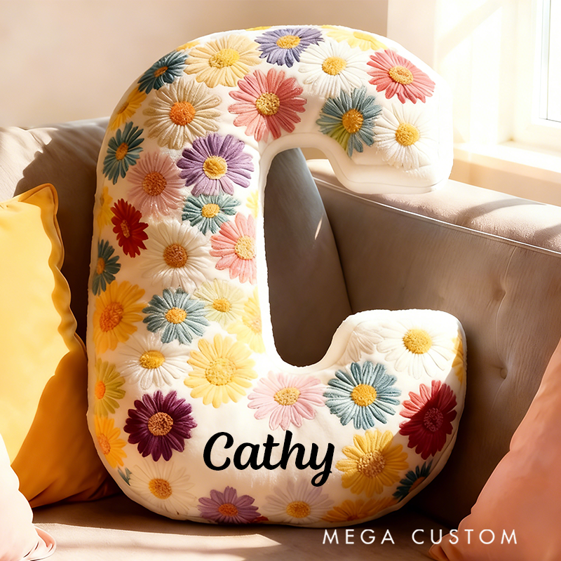 Personalized Cute Flower Letter Pillow Graphic 3D Print Butterfly Custom Name Pillow Gift for Kids 