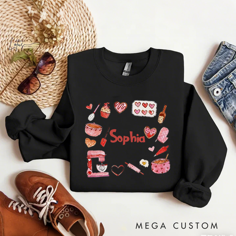 Personalized Baker Valentine Sweatshirt Sweet Valentine Gift for Baking Lovers