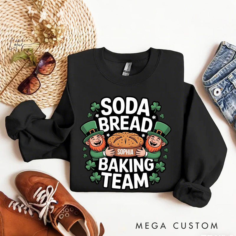 Personalized Soda Bread Baking Team Sweatshirt Lucky Baking Sweatshirt with Name St. Patrick Day Irish Baker Sweatshirt Gift for Baking Lover Irish Friends Gift