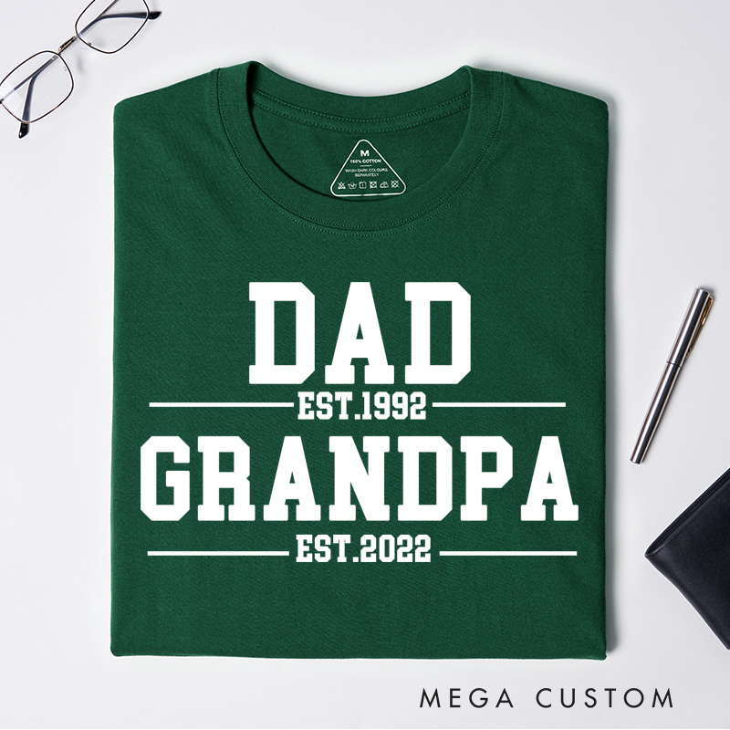Personalized Dad Est. Grandpa Est. T-shirt Grandpa T Shirt Custom Father's Day Gift for Dad and Grandfather Birthday Gift for Men