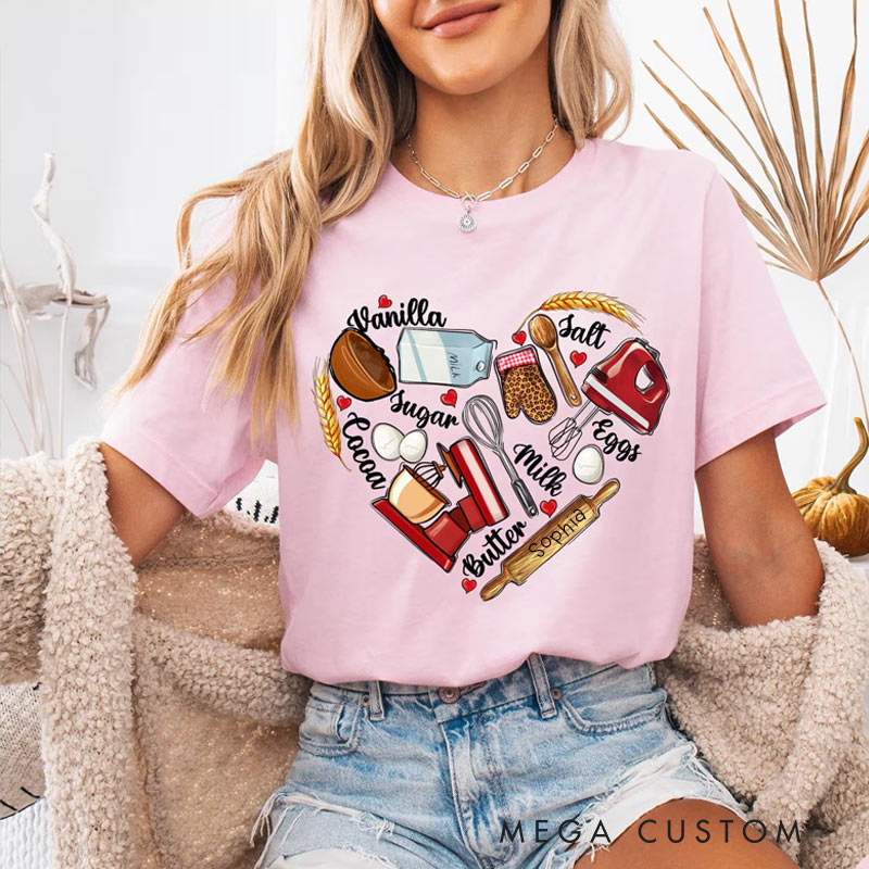 Personalized Bakery Heart Shirt Baking Lover Shirt Baking T-shirt Gift for Baking Lovers