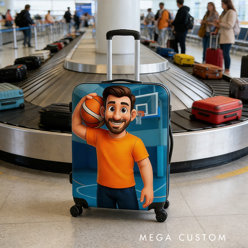 Personalized Pixar Basketball Luggage Cover with Custom Player Artwork for Basketball Fans 