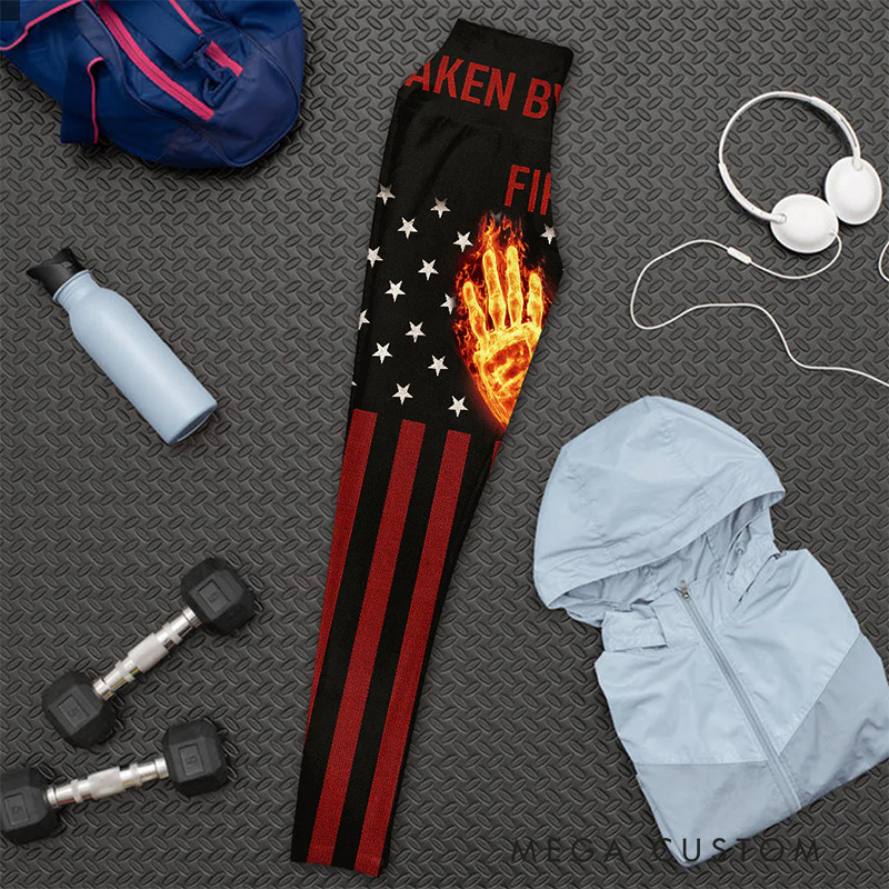 Personalized Firefighter Gifts Custom Name Taken By My Firefighter Leggings Flame Print Yoga Pants for Women Firefighter Wife Gift