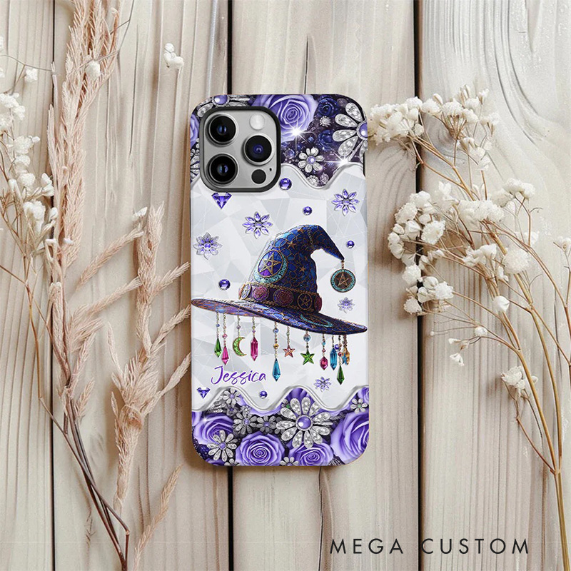 Personalized 2D Flat Gothic Witch Hat Phone Case Magic Lover iPhone Case Witchcore Gift