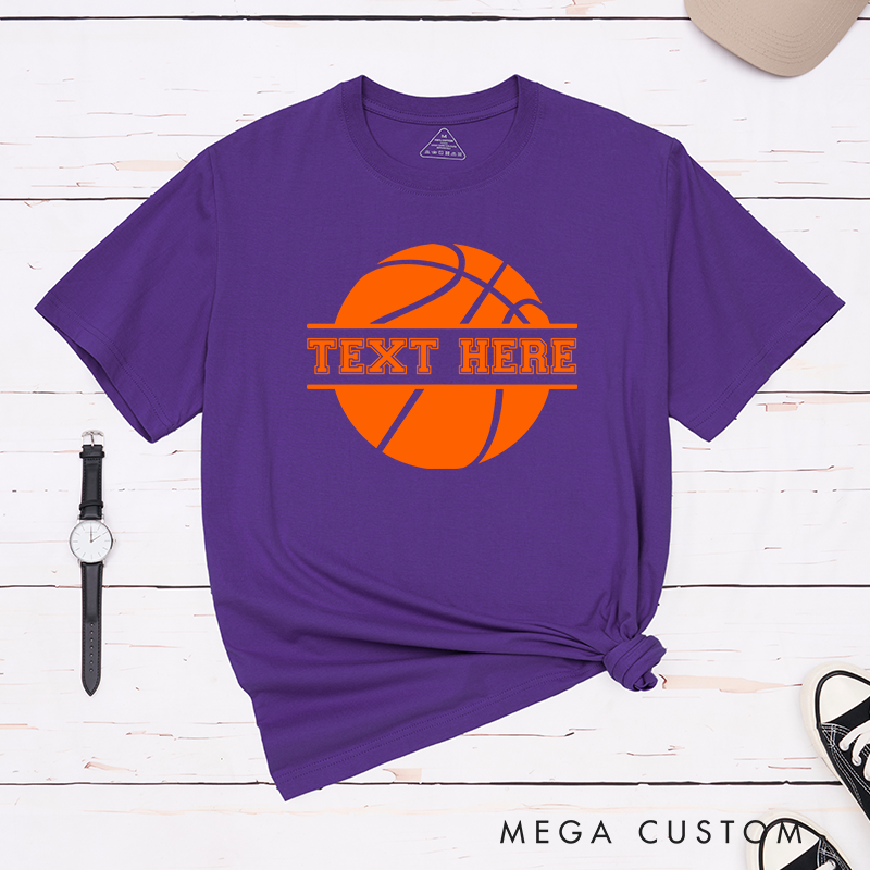 Personalized Basketball T-Shirt with Customizable Text Bold Basketball Graphic Design and Comfortable Fit Perfect for Fans Players and Team Spirit