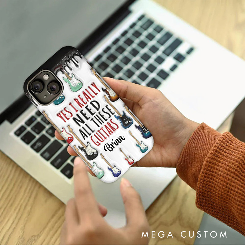 Personalized 2D Flat Yes I Really Do Need All These Guitars Phone Case Music Lover iPhone Case Music Gift