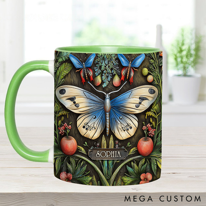Personalized Beautiful Garden Mug Adorned with 3D Tool Embellishments Custom Name Engraved Mug for Avid Garden Lovers