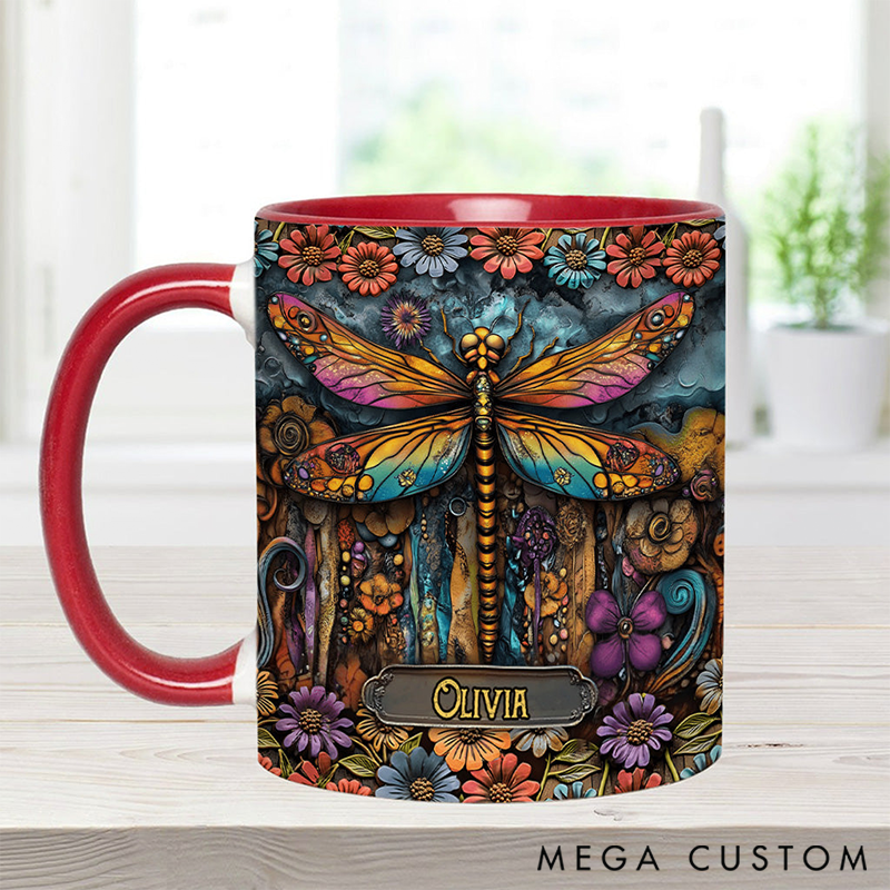Personalized Green Lady Mug Adorned with 3D Tool Embellishments Custom Name Engraved Mug for Avid Garden Lovers