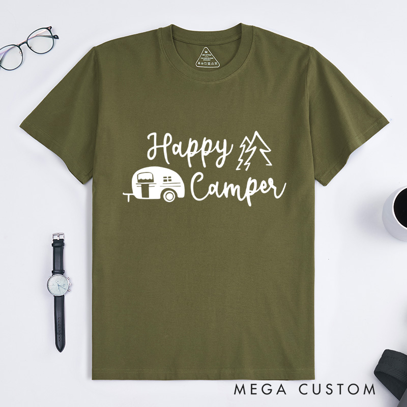 Personalized Hiking Camping Shirts Funny Happy Camper Shirts Gift for Outdoor Camping Adventure
