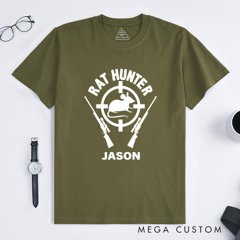 Personalized Rat Hunter Rodent Mouse Hunting Gift T-Shirt  Husband Gift for Outdoor Hunting Lover