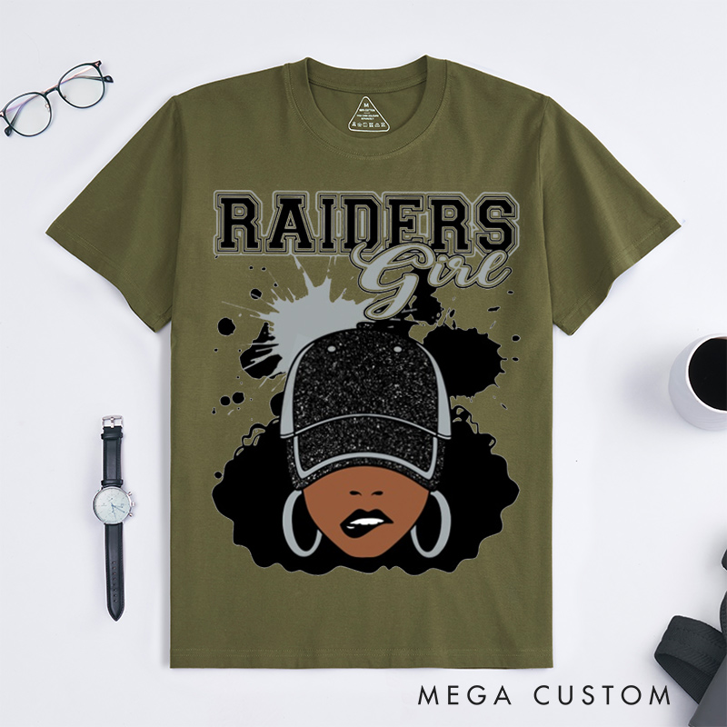 Personalized Football Cheerleading T-shirt Girl with Hat with Custom Team Name for Football Cheerleading Lovers