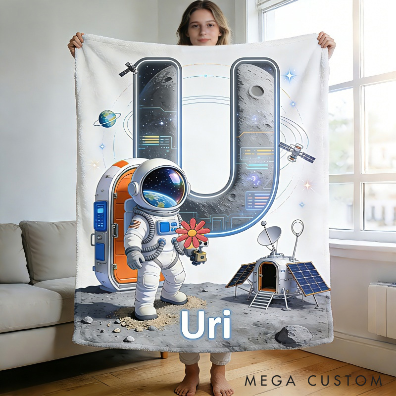 Personalized Space Adventure Blanket Astronaut Alphabet Blanket for Kids