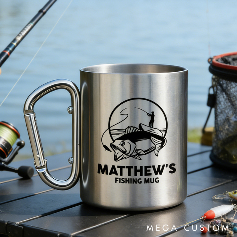 Personalised Fishing Travel Mug Custom Fishing Stainless Steel Mug Gift Outdoors Fishing Lover