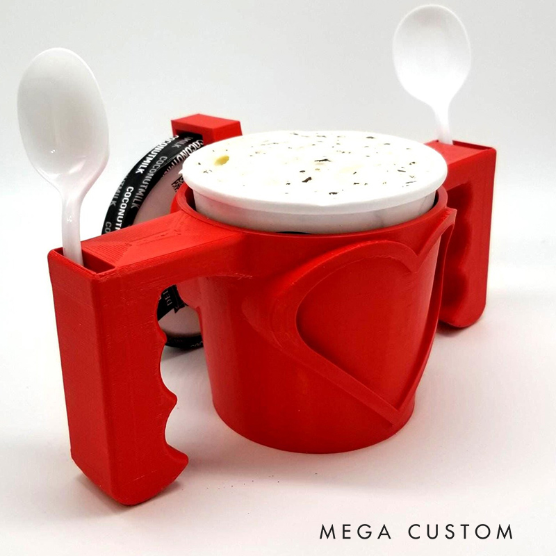 Personalized Heart Ice Cream Cozy for Two with Spoon Slots for Mom Kids